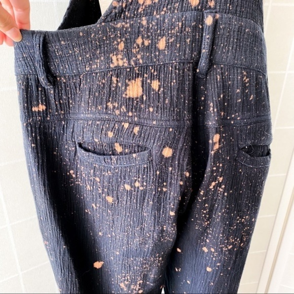 Boho Black & Bleached Splattered Woven Button Front Jumpsuit - Picture 12 of 16